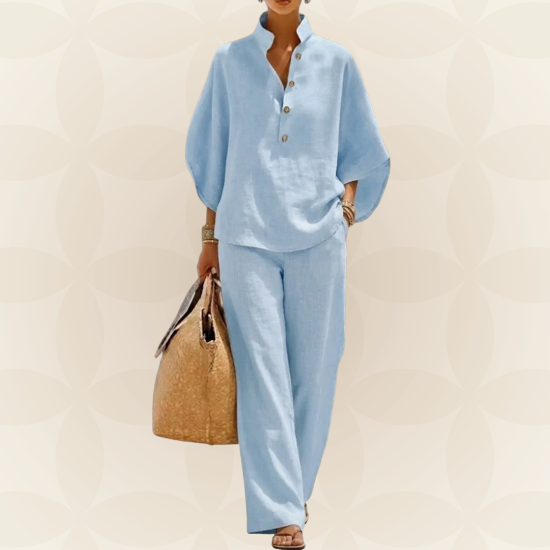 Zomer Set Dames | 2-Delige Linnen Look &amp; Wijde Broek