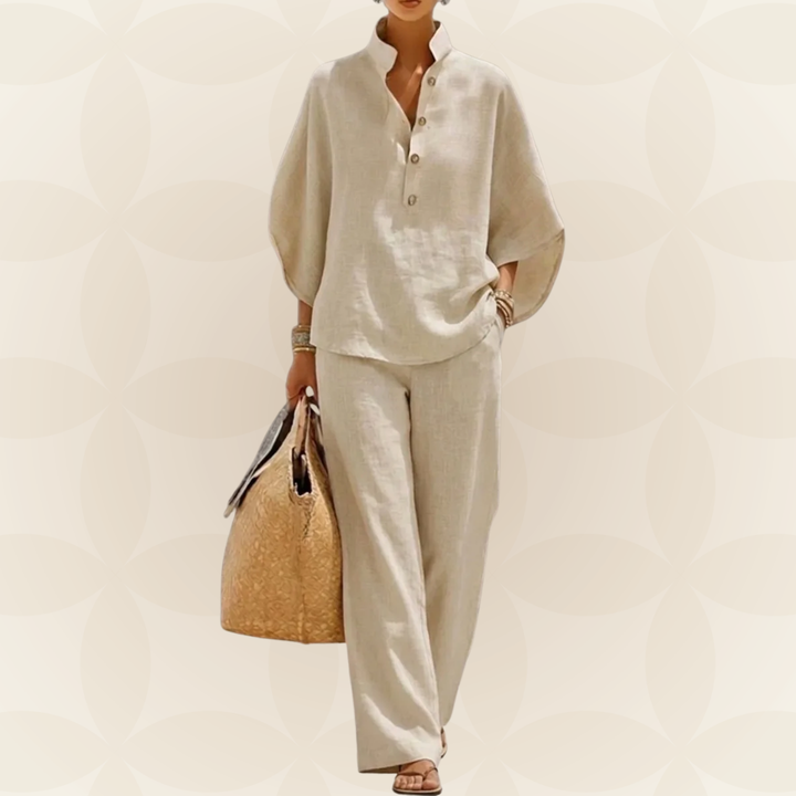 Zomer Set Dames | 2-Delige Linnen Look &amp; Wijde Broek