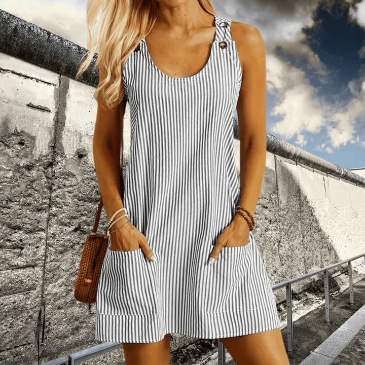 Zomerjurk Dames | Gestreept A-lijn Design &amp; Praktische Zakken