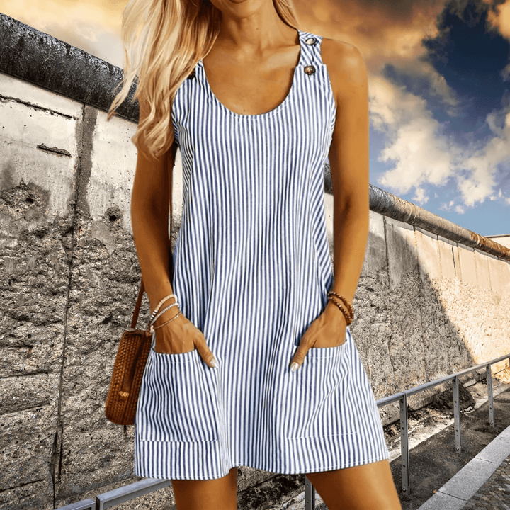 Zomerjurk Dames | Gestreept A-lijn Design &amp; Praktische Zakken