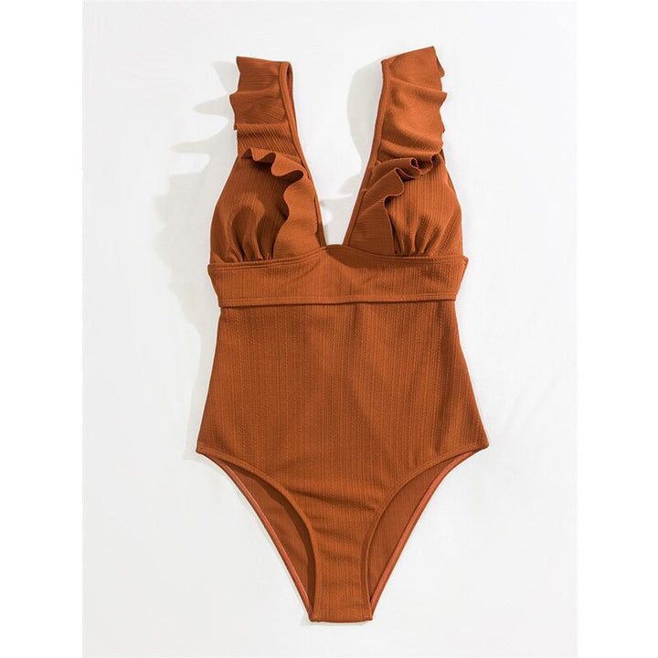 Zwempak Dames | Boho Ruches &amp; Diepe V-hals