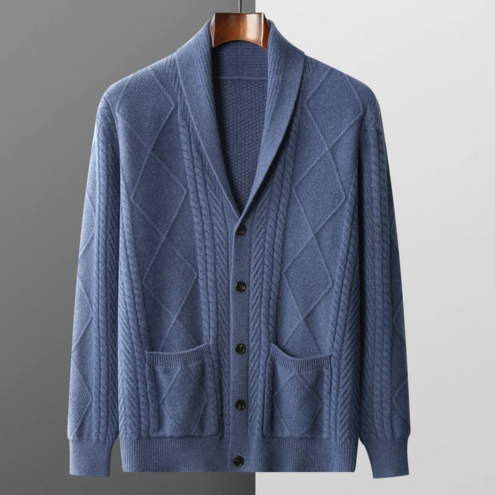 Heren Cardigan Vest met Kabelpatroon en Knoopsluiting